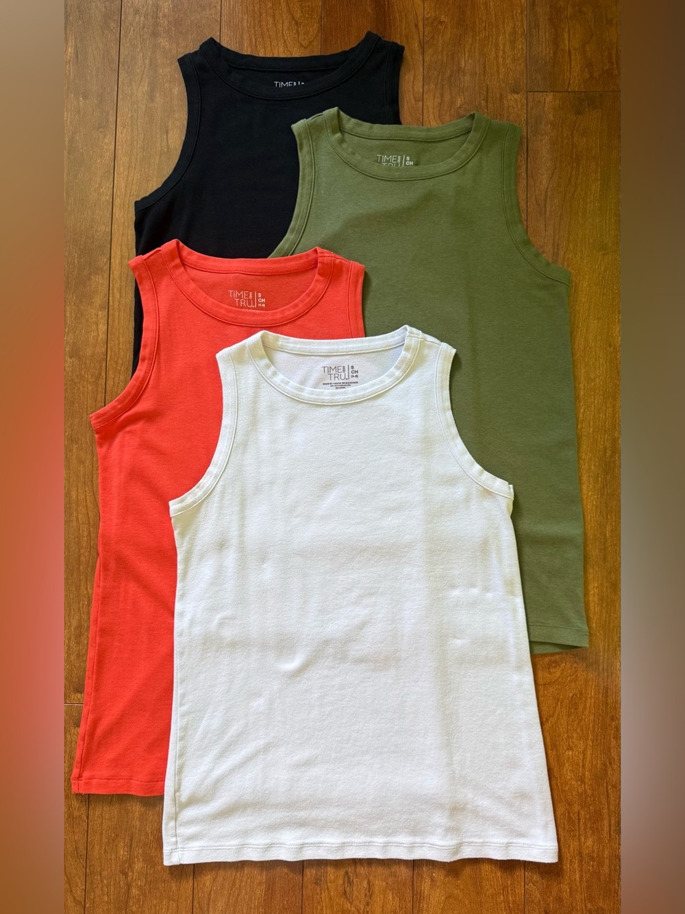 Time and Tru Tank Top Set - White, Black, Olive, Coral - Size S